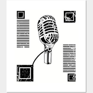 Black // Hip hop microphone / Old School Posters and Art